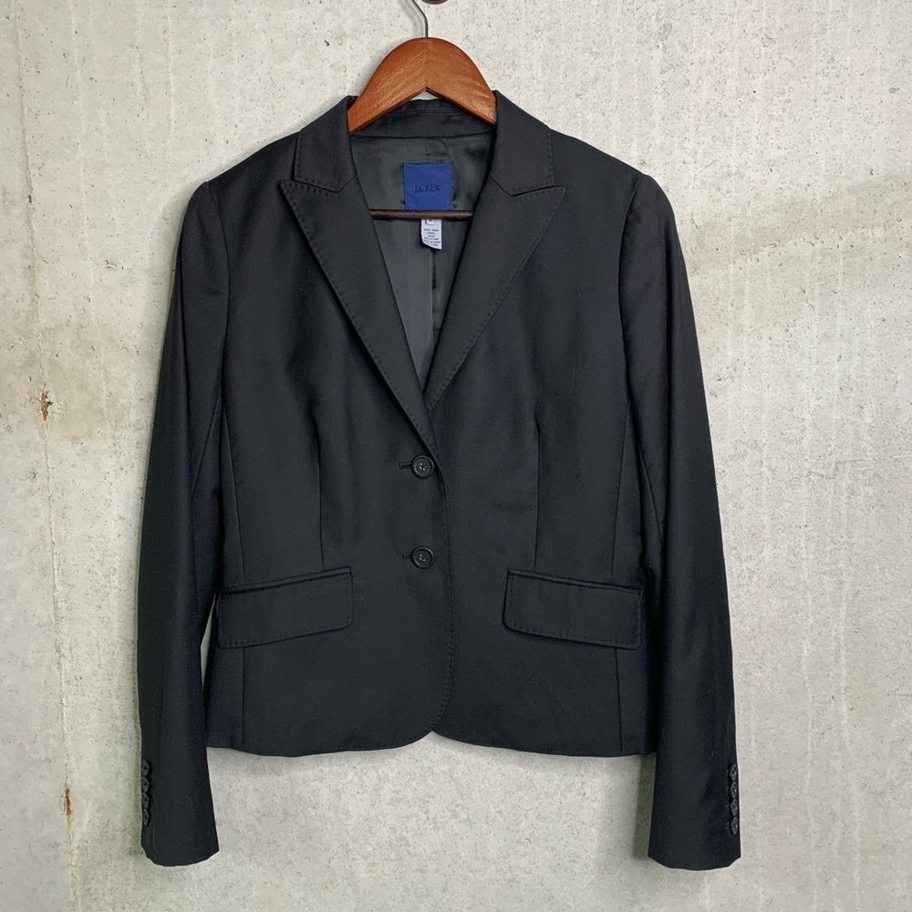 J Crew super 120’s black two button blazer 6